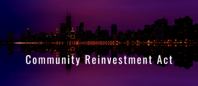 Chicago skyline with "Community Reinvestment Act" as text overlay