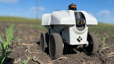 EarthSense robot in the field