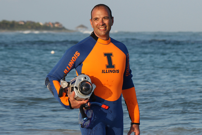 Viktor Gruev in scuba suit