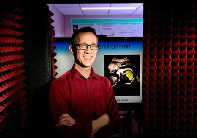 Professor Brian Monson in a soundproof room