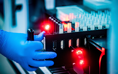 COVID test processing in lab