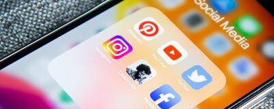 a phone displaying social media app icons